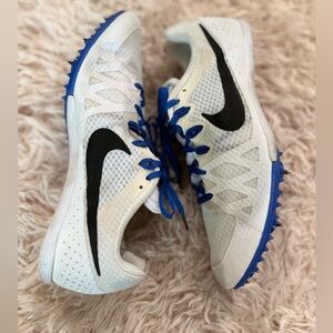 NIKE RIVAL D 9 White Black Blue Mid Distance Track Spikes Shoes men’s Sz 10.5